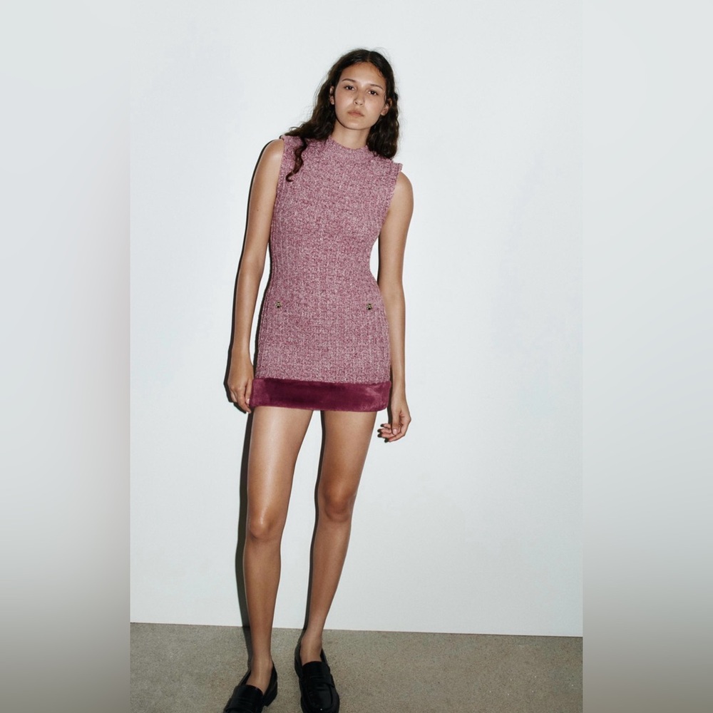 NWT Zara Pink Knit Mini Dress